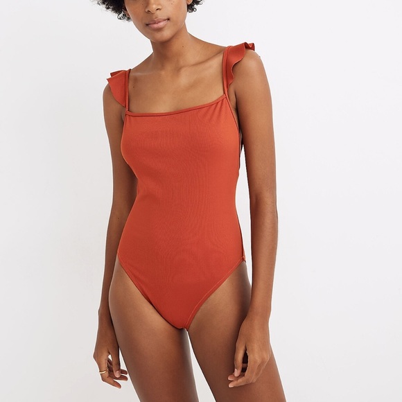 Madewell Other - Madewell Ribbed Ruffle Strap One Piece Swimsuit